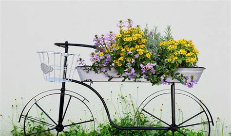 bike metal planter box|Hanceville Metal White Bicycle Planter Box.